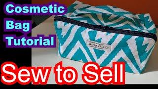 DIY Sew to Sell Cosmetic bag pouch tutorial diagonal zipper unfolding pouch draft a pattern any size