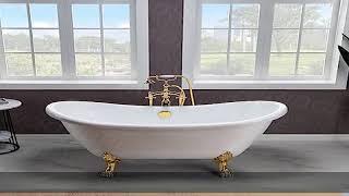 WOODBRIDGE BTA1540-PG-Feet+PG-Drain Bathtub, Polished Gold