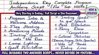 INDEPENDENCE DAY ANCHORING SCRIPT FOR TWO ANCHORS | How to Host Independence Day Program 15 August