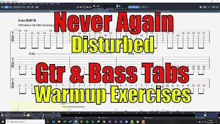 Never Again - Gtr & Bass Tabs: Warmup Exercises | Disturbed