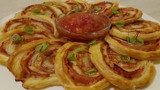 pizzovníky z lístkoveho cesta, pizza snails, rýchla príprava, snack, recept, food