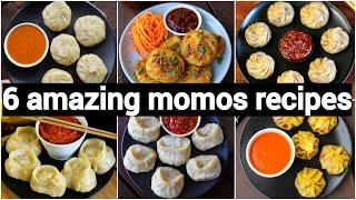 6 easy momos recipes | 6 ways of dumplings design | 6 वेज मोमोज रेसिपी | street style momos recipes