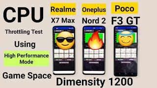 Poco F3 GT vs Oneplus Nord 2 vs Realme X7 Max CPU Throttling Test Comparison Dimensity 