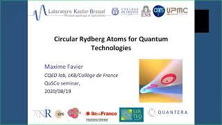 QuSCo on-air: Dr Maxime Favier (College de France) "Circular Rydberg atoms for Quantum technologies"