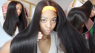 Silk Press Like a PRO Ft. Julia Hair ByeByeKnots Kinky Straight Wig 