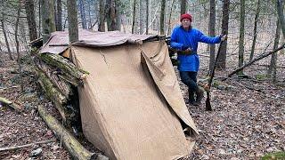 Winter Wilderness Survival (circa 1750) Part 1 | Primitive Shelter | Bush Craft | Foraging | Pioneer