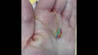 Collana Mabina in argento con cuore e zirconi multicolor e Anello con Cuore di Zirconi