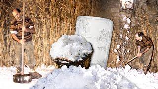 Natural ice refrigerator. Ancestral storage of snow in winter for consumption in summer