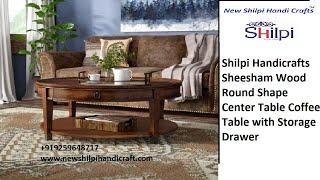 Shilpi Handicrafts Sheesham Wood Round Shape Center Table for with Storage Drawer