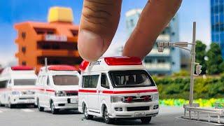 【消防車・救急車・警察出動集】ダイジェスト！トミカ【働く車】tomica Ambulance minicar runs in anemergency! driving test