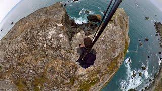 Solo Free Climbing Vertical Cliff to Fish for Dinner - DON'T ATTEMPT! [4k]