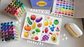  trying out arrtx's new acrylic paint markers  unboxing, swatching and drawing 