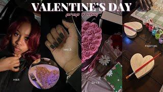 VALENTINE'S DAY PREP + VLOG | hair, nails, gifts, painting & more!