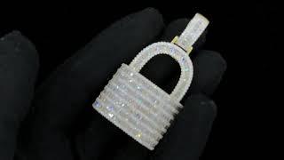 Gold Padlock Baguette VVS CZ Hip Hop Bling Pendant | Iced Out Jewelry