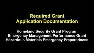 Non-Disaster Grants: Required Grant Application Documentation