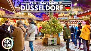  2024 Düsseldorf Beautiful Christmas Markets Tour, Germany Christmas Lights Walk 4K HDR