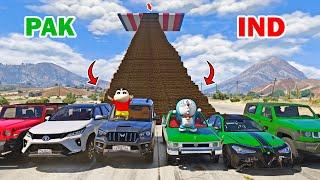 gta 5 Indian cars vs pakistan cars wood ramp challenge telugu | gta 5 in telugu