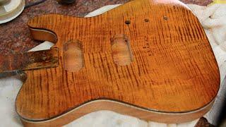 Joe Perry Boneyard Finish on a Tele Hollowbody guitar body Luthier How to