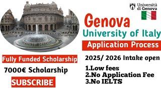 How to Apply Genova University in Italy 2025 |fully funded Scholarship| No IELTS| No Application Fee