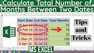 How to Calculate Total Months Between Two Dates in MS Excel | Calculate the Number of Months