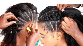 NEAT +  EASY TWO BRAID HAIRSTYLE UNDER ONE HOUR / BEGINNERS CHOICE