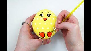 Easter Egg Baby Chick Painted Rock | Step-by-Step Tutorial