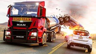 Road Train and Car Crashes #01 | BeamNG.Drive
