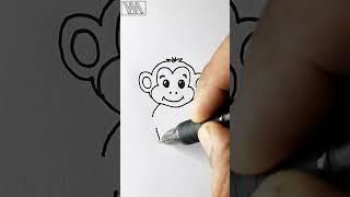 Very Easy! Monkey  Drawing Shorts || How To Draw a Monkey #simple #drawing #shorts #video