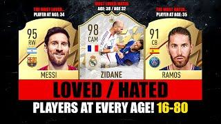 Most LOVED/HATED FOOTBALLERS At Every Age! 16-80  ft. Messi, Ramos, Zidane… etc