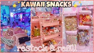 AESTHETIC & CUTE SNACKS Restock & Refill  Kawaii Snacks ASMR + Unboxing Tiktok Compilation finds.