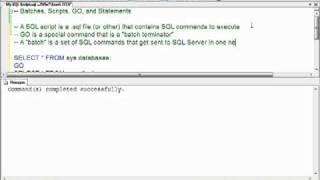 Basics of Transact-SQL: Batches, Scripts, GO, and Statements