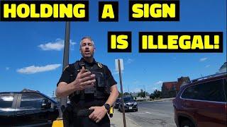 Holding A Sign Is Illegal Now! Nerd Gets Owned! Walk Of Shame! First Amendment Audit! Newton PD, IA