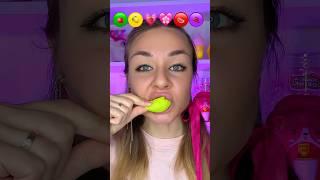 Eating colorful marshmallows with fruit tastes 