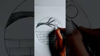 Pencil drawing in circle || Circle drawing easy #drawing #craft #pencil #art