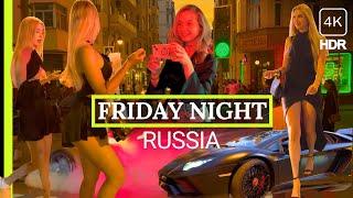  HOT Nightlife Moscow: Beautiful Girls, Cars, Vibes Friday Night in Russia August 2023 4K HDR