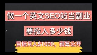 做一个英文SEO站当副业要投入多少钱（目标月入$1000预算公开）