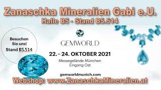 Mineralientage München 2021 - Stand von Zanaschka Mineralien Gabi e.U.