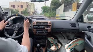 POV Manual Car Cruising through Suburban Roads with Pedal Cam ASMR | HONDA Civic