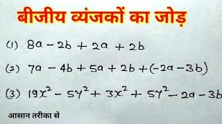 बीजीय व्यंजकों का जोड ( Algebraic expressions ) | बीजीय ब्यंजकों को हल करना सीखे | study 5.6