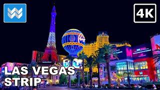 [4K] Las Vegas Strip at Night - Virtual Walking Tour - Treadmill Workout Video  Binaural Sound