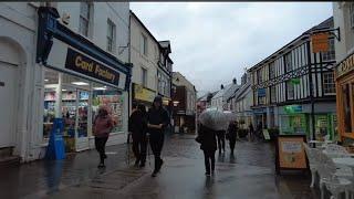 4K Walk: Light Rain Walk /Wales Countryside/ Abergavenny town /ASMR
