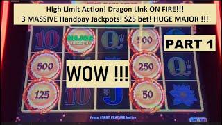 WOW! MONSTER MAJOR!!! Dragon Link slot machine on fire! 3 HUGE, MASSIVE Handpay Jackpots, over $10k!