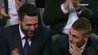 Zlatan Ibrahimovic speaks French at awards ceremony: Sirigu & Veratti laugh hysterically