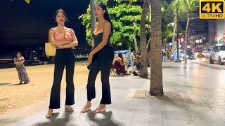 [4K] Beach Road Pattaya! Thailand nightlife street walk around. So Many pretty freelancers!