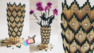 Ваза из спичек. Поделки. Flowers vase. From matches. Easy craft. DIY