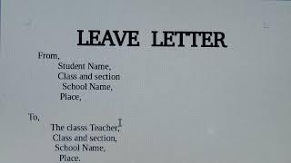 Leave Letter for School/School leave application/Leave Letter writing