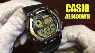 Unboxing Casio Digital World Time Black Resin Sport Watch AE1400WH-9AV AE1400WH-9A