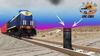 Epic Trains vs Bollards – BeamNG.Drive