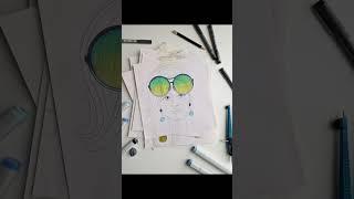 Drawn girl's faces with sunglasses | Pencil | Ink Pen | Copic Markers #drawingforbeginners