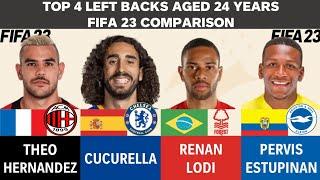 Top 4 Left Backs aged 24 - Theo Hernandez vs Cucurella vs Renan Lodi vs Estupinan(FIFA23 Comparison)